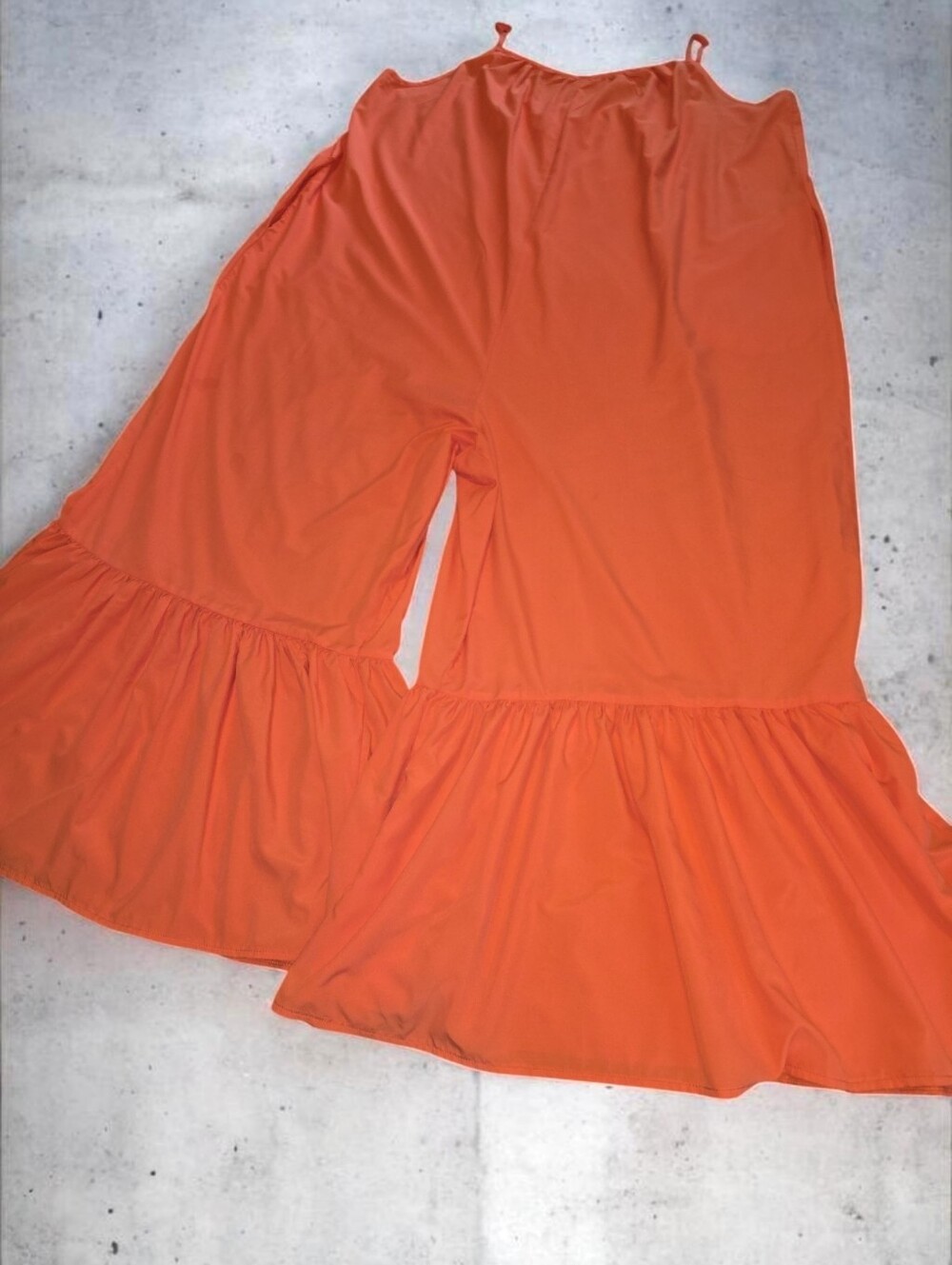 Women’s Ruffled Hem Jumpsuit- Orange